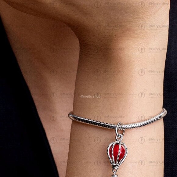 Pandora Hot Air Balloon Murano Glass Dangle Charm - Picture 4 of 6